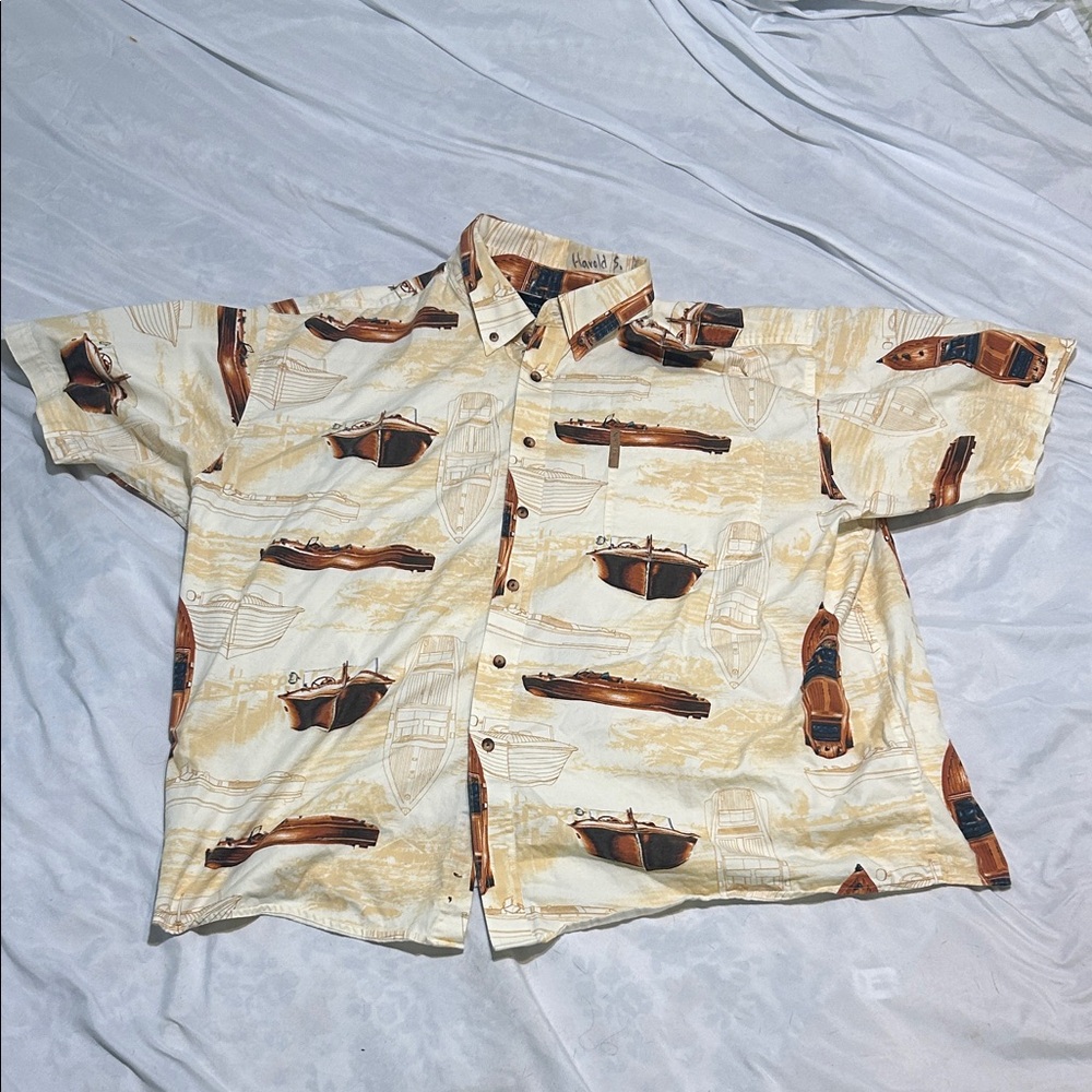 Vintage Boat Print Men's Shirt